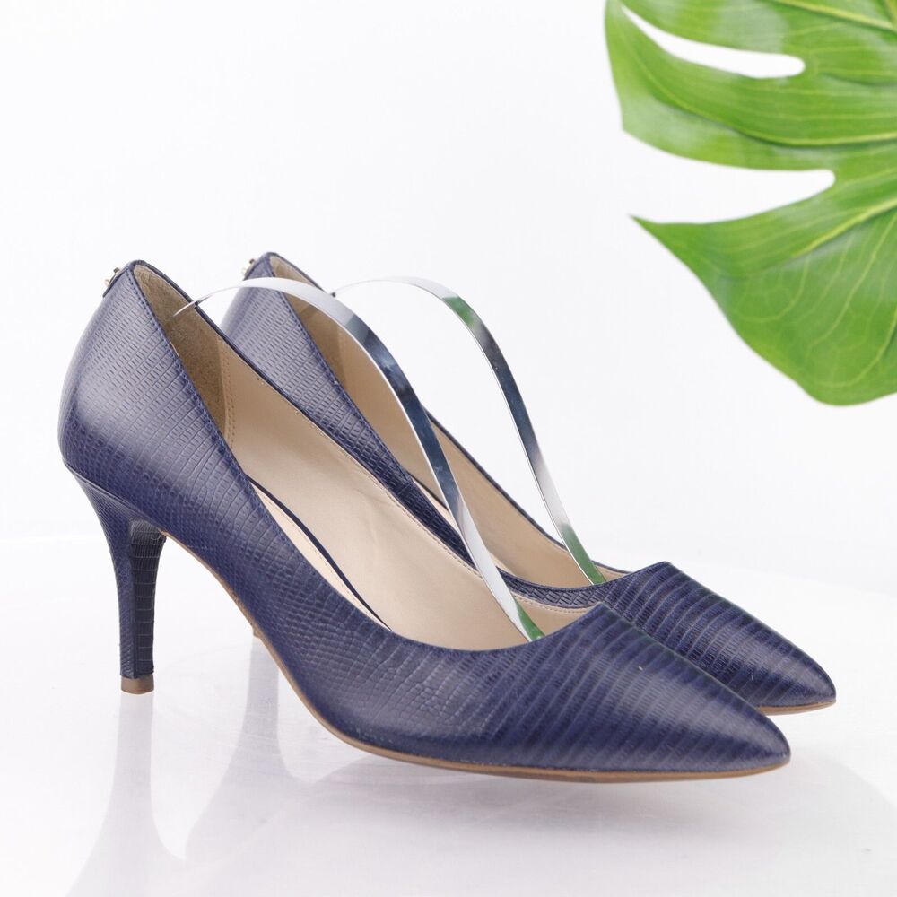 Cole Haan Womens Gemma Pumps Size 6.5 Blue Leather Pointed Mid Heel Dress Shoes